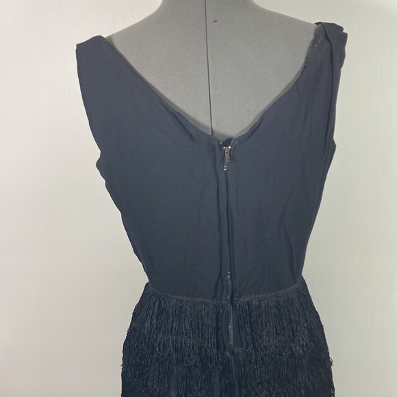Vintage Rollin Twenty’s Vibes Laying Fringe Sleeveless Black Dress - Picture 6 of 6